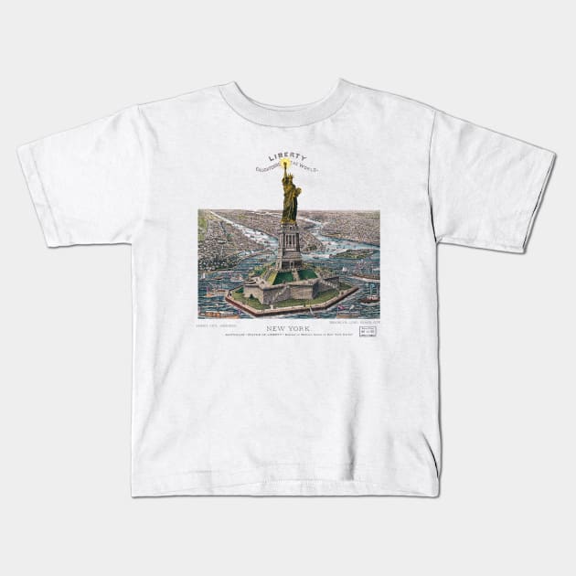 Vintage New York Illustration Kids T-Shirt by thecolddots